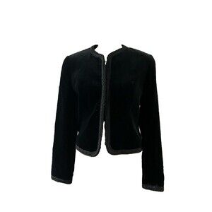 Laura Ashley Blazer Women 6 Black Velvet Short Jacket Made In Great Britain